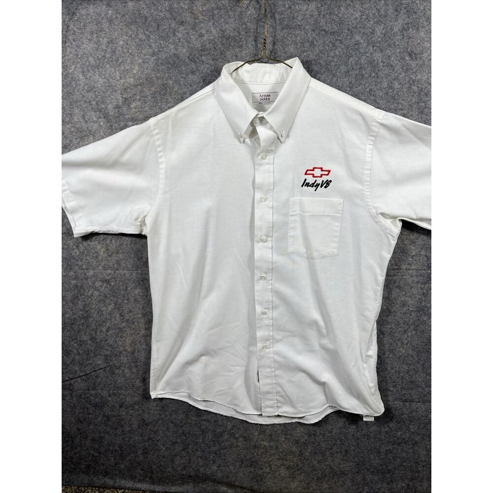 VTG 90’s Chevy Indy V8 Crew Shirt Size Large/ 16 1/2 \Arrow‎ Dover \White
